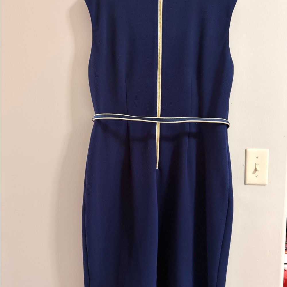Karin Stevens Navy Blue Midi Dress with Belt - Picture 4 of 8